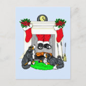 Bernese Mt犬のサンタの低下 シーズンポストカード (正面)