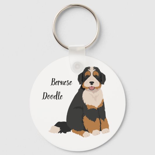 Bernese Poodle Mix, Bernedodle Christmas Orantives キーホルダー (正面)