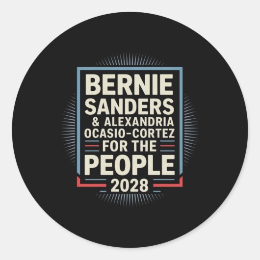 Bernie SandersとAoc 2028大統領選挙運動 ラウンドシール (正面)