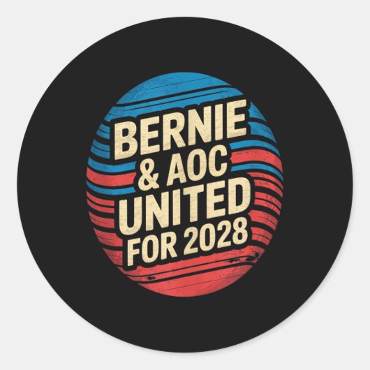 Bernie SandersとAoc 2028大統領選挙運動 ラウンドシール (正面)