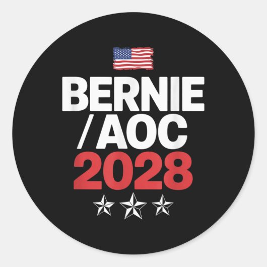 Bernie SandersとAoc 2028大統領選挙運動 ラウンドシール (正面)