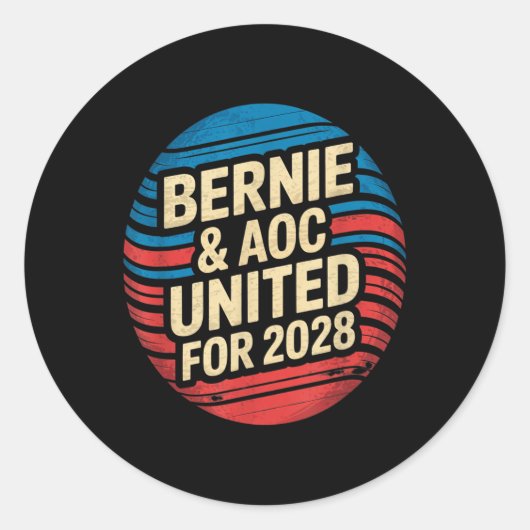 Bernie SandersとAoc 2028大統領選挙運動 ラウンドシール (正面)