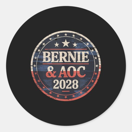 Bernie SandersとAoc 2028大統領選挙運動 ラウンドシール (正面)