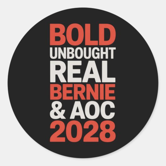Bernie SandersとAoc 2028大統領選挙運動 ラウンドシール (正面)