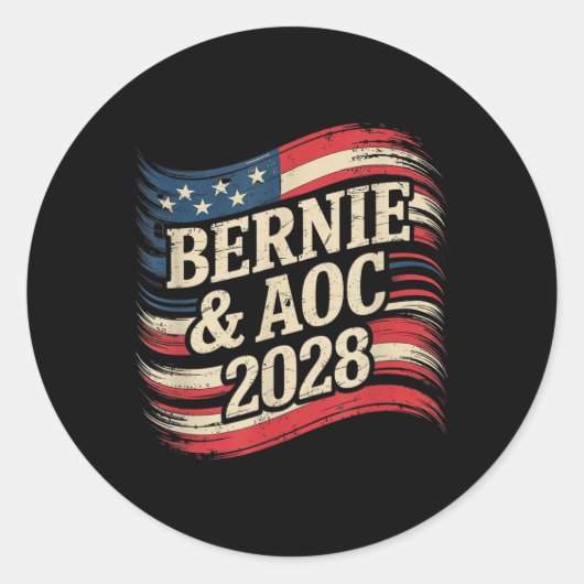 Bernie SandersとAoc 2028大統領選挙運動 ラウンドシール (正面)