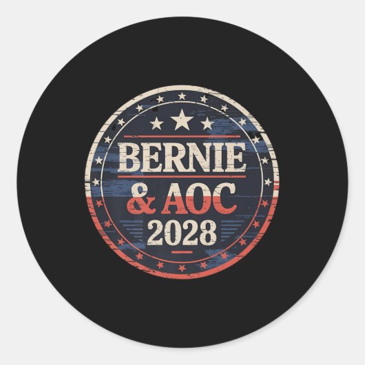 Bernie SandersとAoc 2028大統領選挙運動 ラウンドシール (正面)