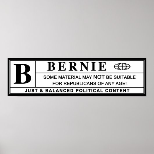 Bernie Sanders Warning Label ポスター (正面)