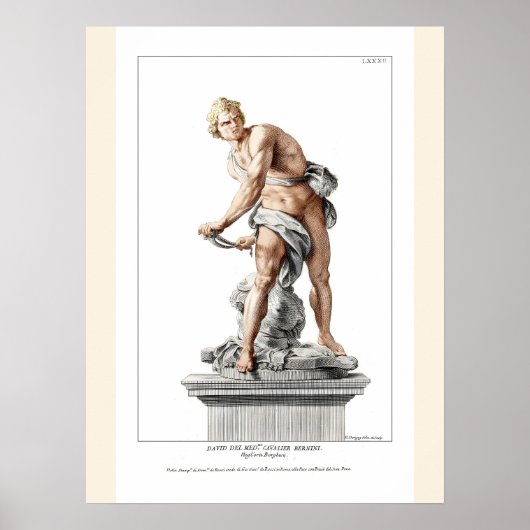 Bernini's David in an engraving by Nicolas Dorigny ポスター (正面)