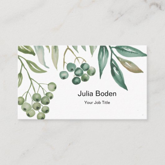 Berries and Branches Watercolor Classic 名刺 (正面)