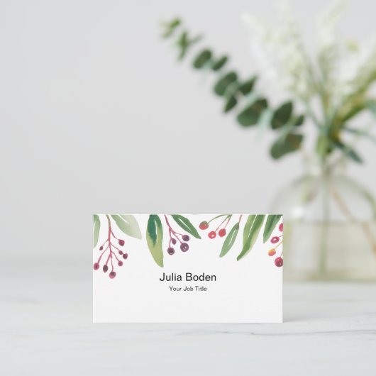 Berries and Branches Watercolor Elegant 名刺 (スタンド正面)