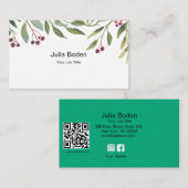 Berries and Branches Watercolor Elegant 名刺 (正面/裏面)