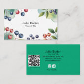 Berries and Branches Watercolor Fruit 名刺 (正面/裏面)