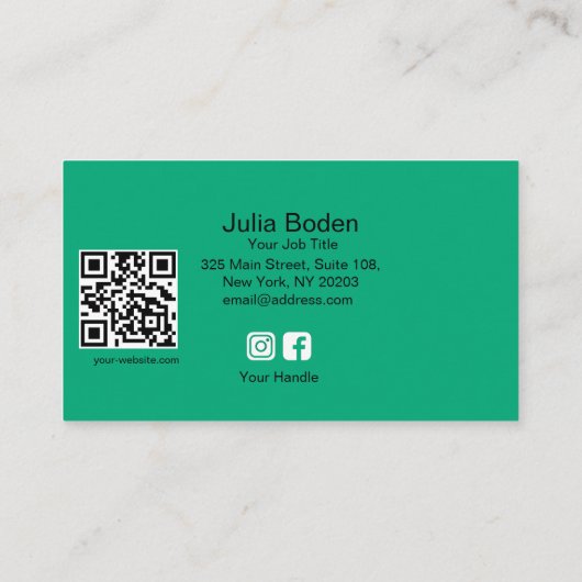 Berries and Branches Watercolor Green Foliage 名刺 (裏面)