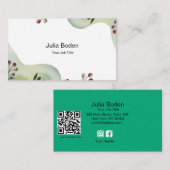 Berries and Branches Watercolor Minimalist 名刺 (正面/裏面)