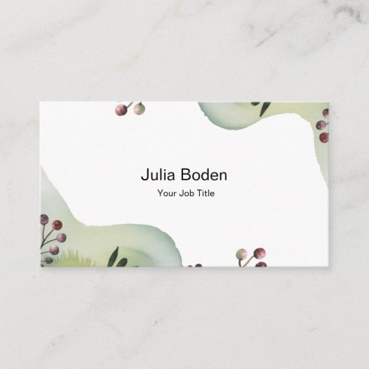 Berries and Branches Watercolor Minimalist 名刺 (正面)