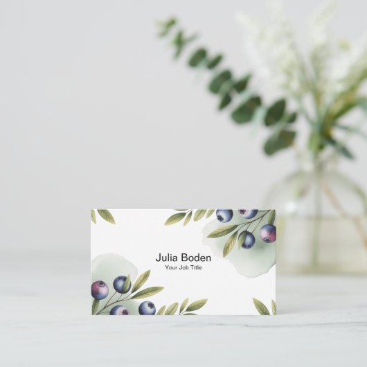 Berries and Branches Watercolor Splash 名刺 (スタンド正面)