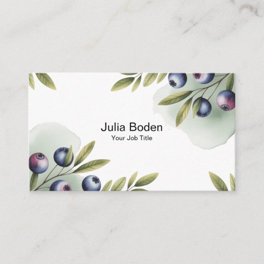 Berries and Branches Watercolor Splash 名刺 (正面)