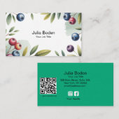 Berries and Branches Watercolor Surround 名刺 (正面/裏面)