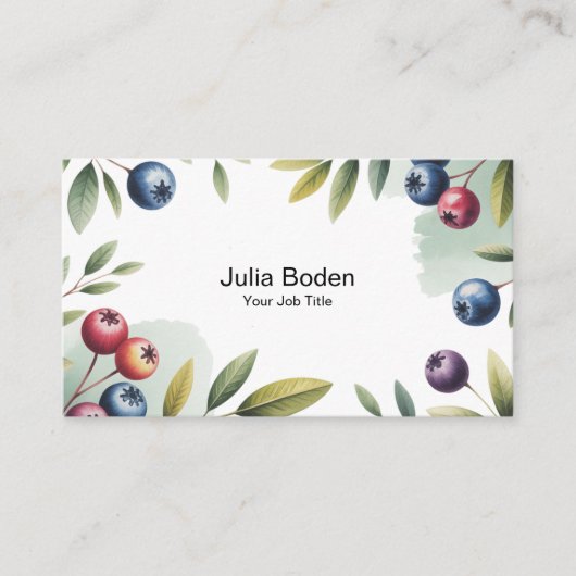 Berries and Branches Watercolor Surround 名刺 (正面)