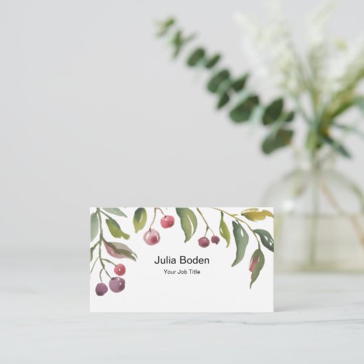 Berries and Branches Watercolor Top 名刺 (スタンド正面)