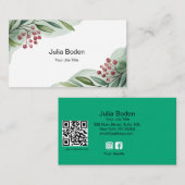 Berries and Branches Watercolor Two Tone 名刺 (正面/裏面)