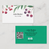 Berries and Branches Watercolor Unique 名刺 (正面/裏面)