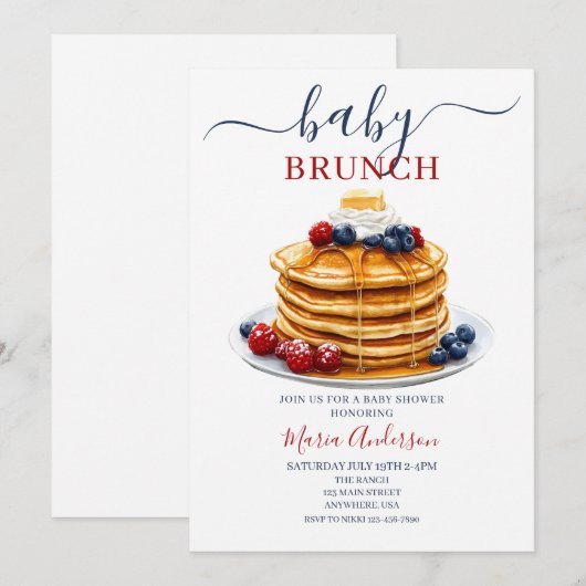 Berries Baby Brunch Baby Shower 招待状 (正面/裏面)