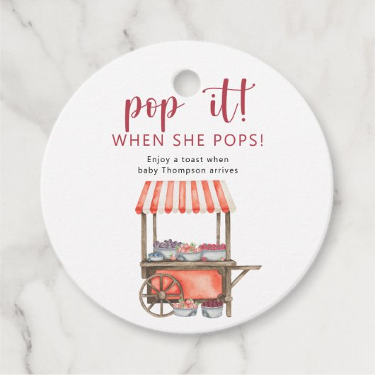Berries baby shower -  Pop it When she pops フェイバータグ (正面)