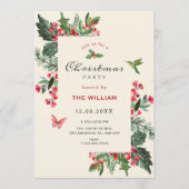 Berries branch floral christmas 招待状 (正面)