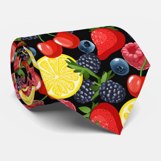 Berries & Citrus Pattern Men’s Necktie ネクタイ (ロール)