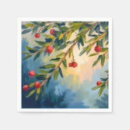 Berries & Greenery | Merry Christmas スタンダードカクテルナプキン