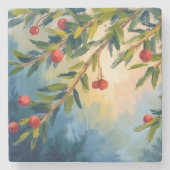 Berries & Greenery | Merry Christmas ストーンコースター (正面)