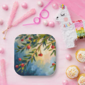 Berries & Greenery | Merry Christmas ペーパープレート (パーティー)