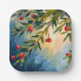 Berries & Greenery | Merry Christmas ペーパープレート
