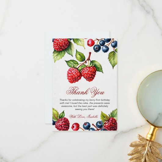 Berry 1st誕生日パーティーBerry First Photo サンキューカード (正面/裏面インサイチュ)
