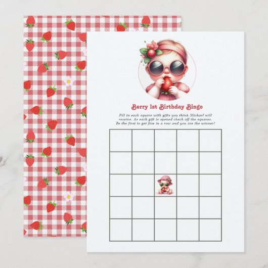 Berry 1st Birthday Bingo Game 招待状 (正面/裏面)