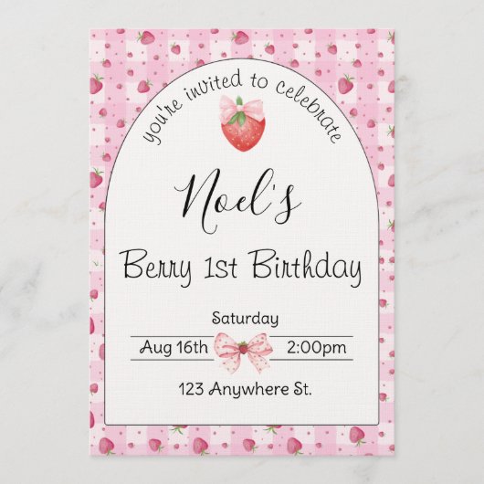 "berry 1st birthday" first birthday invitation 招待状 (正面)