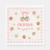 Berry 1st Birthday Strawberry スタンダードランチョンナプキン (正面)