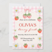 Berry 1st Birthday Strawberry Invitation 招待状 (正面)