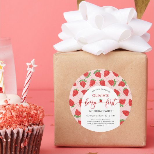 Berry 1st First Birthday Party ラウンドシール (パーティー)