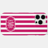 Berry and White Monogrammed Stripes Case-Mate iPhoneケース (裏面 (横))