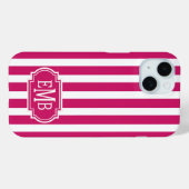 Berry and White Monogrammed Stripes Case-Mate iPhoneケース (裏面 (横))