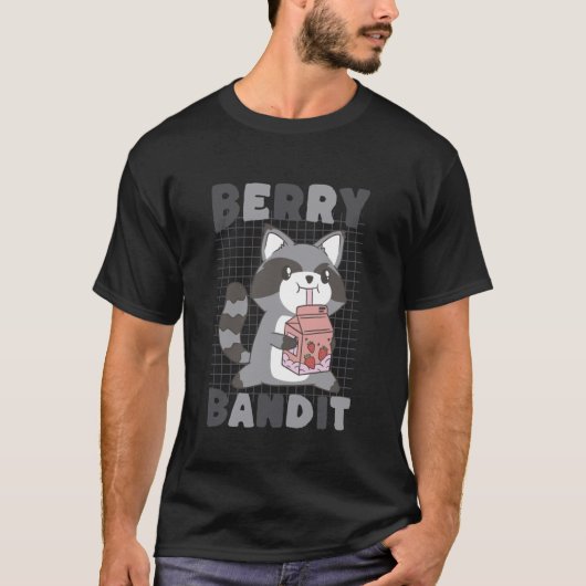 Berry Bandit Raccoon Kawaii Cute Funny Tシャツ (正面)
