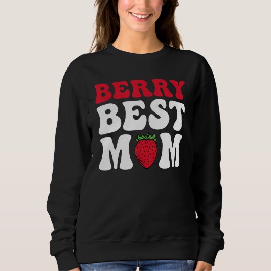 Berry Best Mom Cute Strawberry Groovy Quote スウェットシャツ (正面)