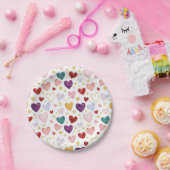 Berry Bliss Watercolor Heart Medley ペーパープレート (パーティー)