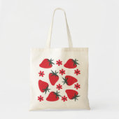 Berry Bloom – 遊び心あふれるイチゴの花のトートバッグ トートバッグ (正面)