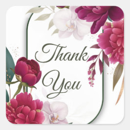 Berry Bloom Garden Floral Glam Wedding  スクエアシール