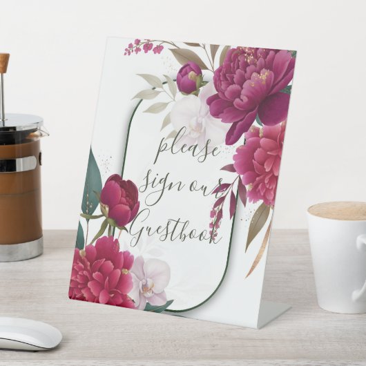 Berry Bloom Garden Floral Glam Wedding  台座サイン (インサイチュ)