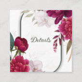 Berry Bloom Garden Floral Glam Wedding Details スクエア名刺 (正面)