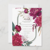 Berry Bloom Garden Floral Glam Wedding R.S.V.P. 招待状 (正面)
